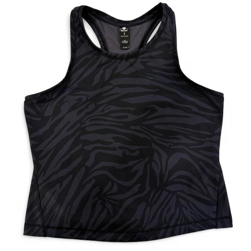 90 Degree by Reflex Womens Black Zebra Print Racerback Activewear Tank Top S
